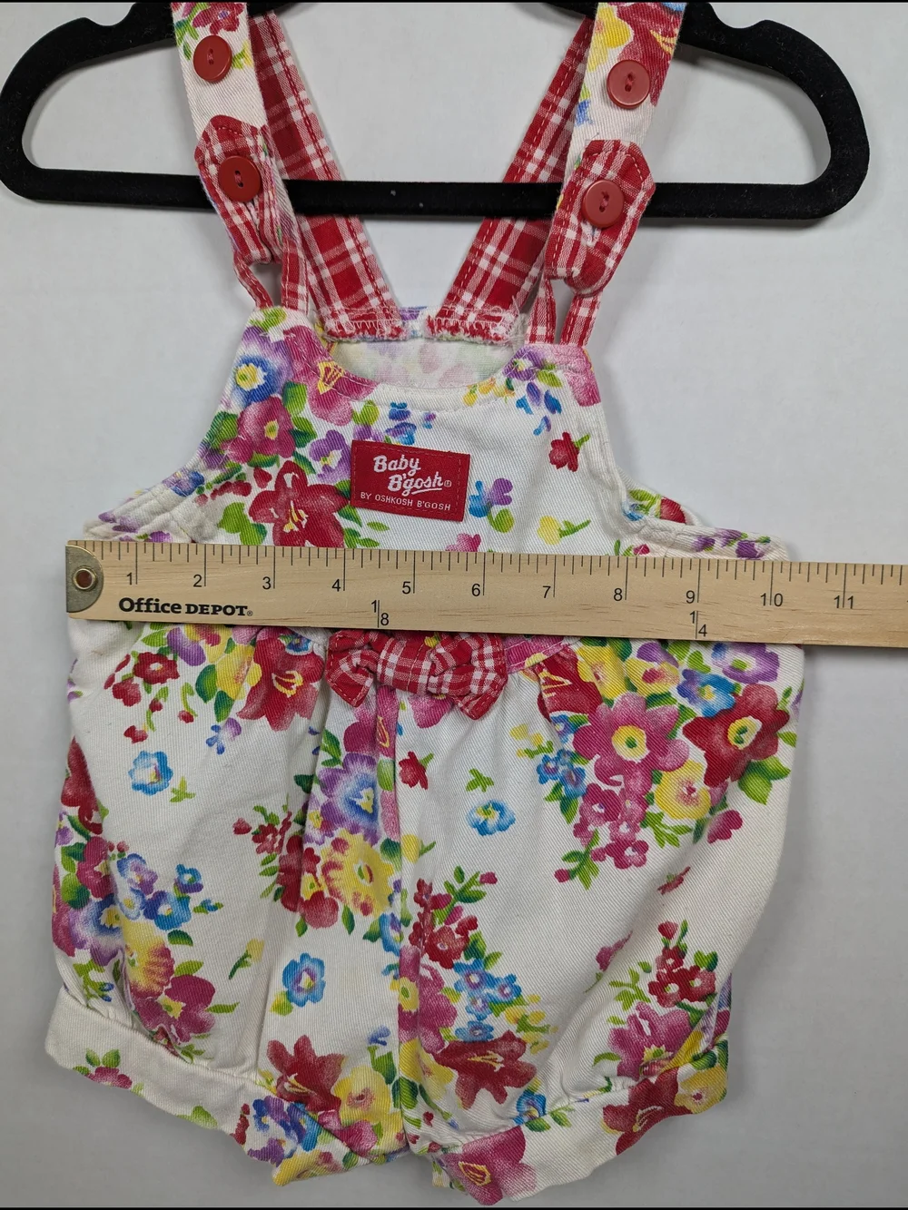 VTG 80s 90s OshKosh B'Gosh Vestback Overalls Bubble Red Floral Sz 18 Months USA